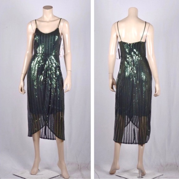 NWT, Nanette Lepore, Emerald Green, sequin cocktail dress, size 4 - Picture 5 of 6
